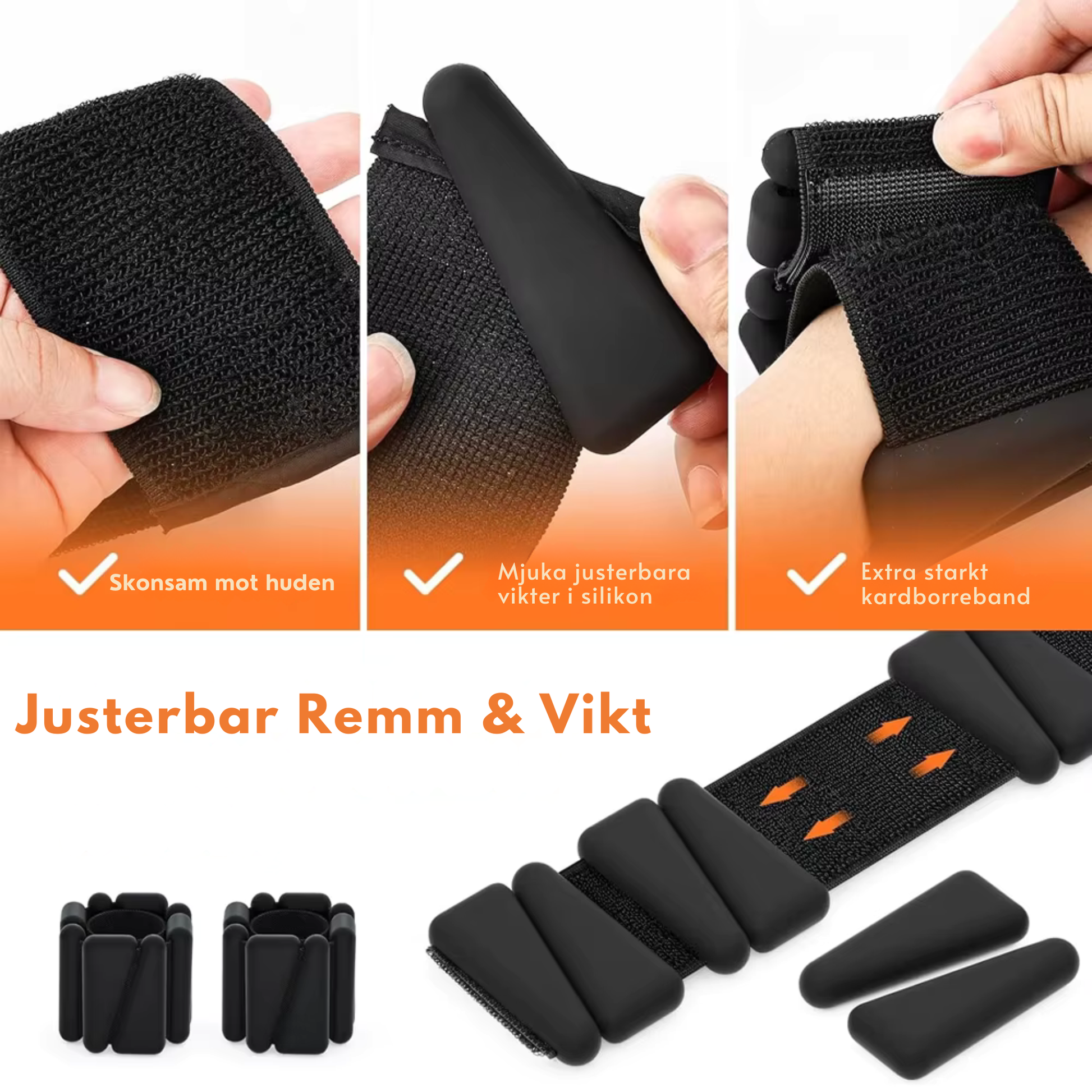 Handledsvikter / Ankelvikter – 2-pack, 0,45kg | One Size, justerbara