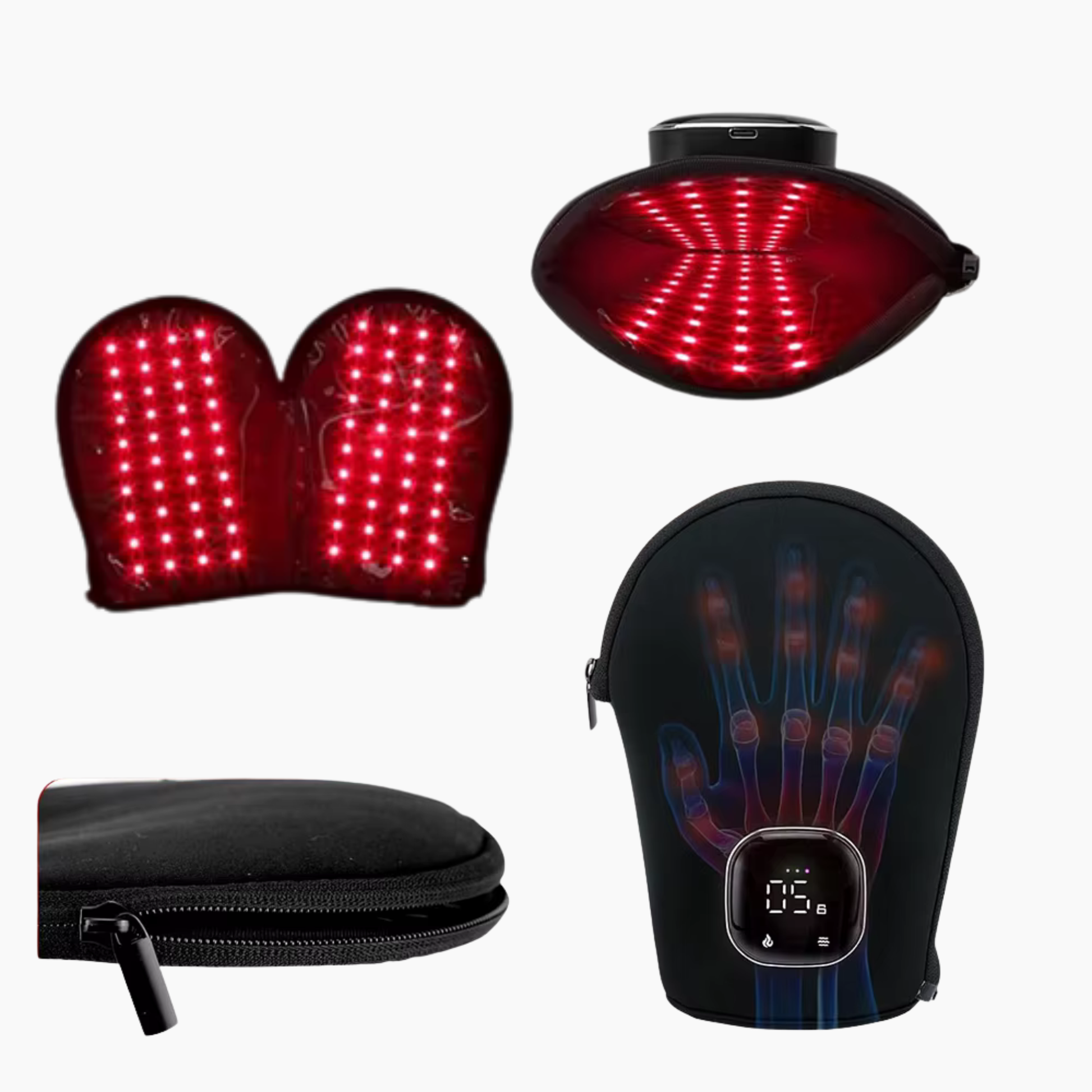 LYFTGLOVE - Röd & nära-infraröd ljusterapi handske för händer, fingrar & underarm