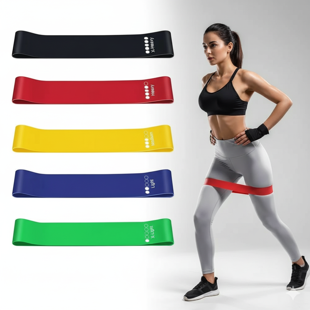 Träningsband / Miniband 5-pack  för helkroppsträning - hemmaträning, gym, yoga & pilates